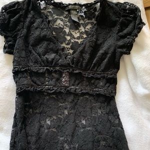 Black laced blouse. So cute